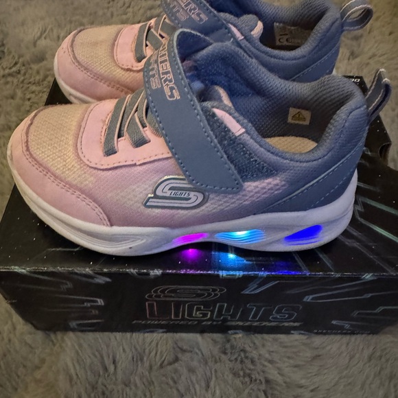Skechers Kids' Pink and Gray Light-Up Sneakers - Picture 2 of 5
